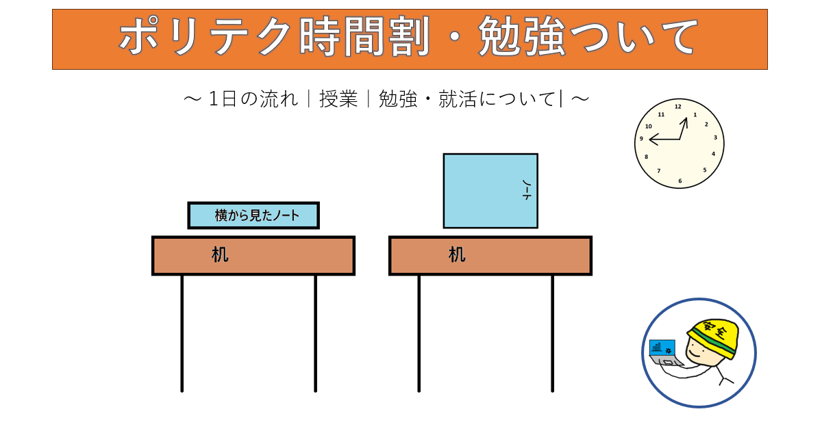 ポリテクセンター、1日の流れ、時間割、勉強と就活の画像